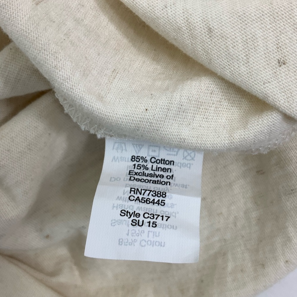 MADEWELL Short Sleeve Tee Size Medium Cream Boho Split Neck Shirt E11 - Picture 7 of 8